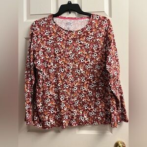 Croft & Barrow Multicolor Floral Pink and Peach Long Sleeve Classic Tee 2x